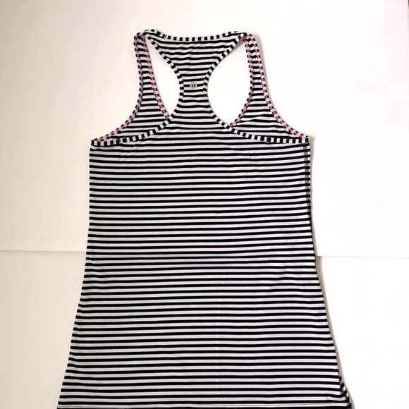 Lululeman Cool Racerback classic Stripe Black/White Top - Picture 7 of 11